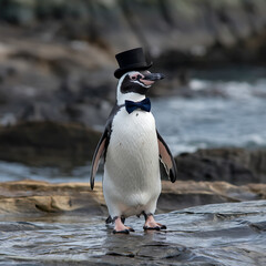 Fototapeta premium penguin on the rocks