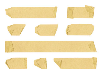 Collection of masking tape pieces on transparent background, crafting, art, scrapbooking, journal,...