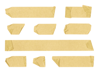 Collection of masking tape pieces on transparent background, crafting, art, scrapbooking, journal, sticky notes, important, png file