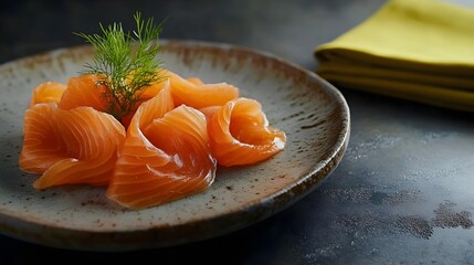 Wędzony Łosoś Smoked Salmon with Dill Garnish (Polish Cuisine)