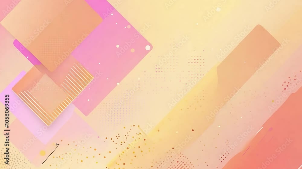 Poster abstract design featuring vibrant shapes and lines in soft pastel colors with a smooth gradient back