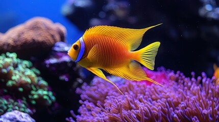 Colorful fish swimming near coral reef in vibrant underwater ecosystem