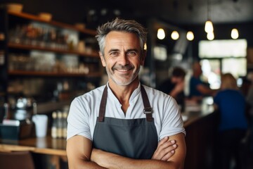 Fototapeta premium Smiling portrait of a middle aged Caucasian small business owner