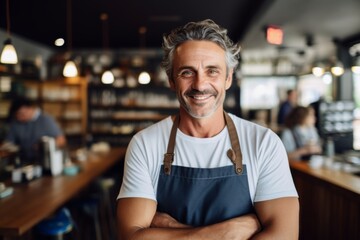 Fototapeta premium Smiling portrait of a middle aged Caucasian small business owner