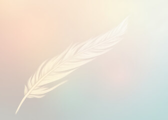 Obraz premium Soft pastel colours blend with an abstract feather on a gentle coloured background.