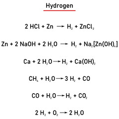 Obraz premium Chemical reactions - hydrogen - preparation, properties and reactions