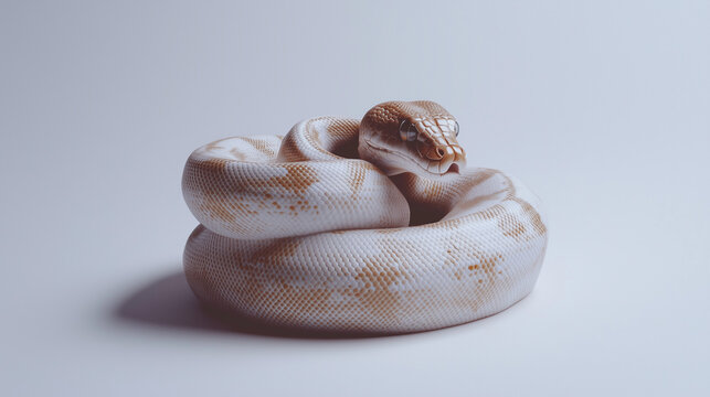 3D ball python, white background,graPHIC DESIGN STYLE