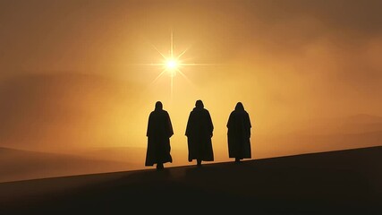 Three Wise Men Journeying Under a Star to Bethlehem