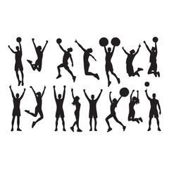 Set of cheer silhouette on white background