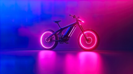 Dynamic Electric Bicycle in Motion: A Futuristic Poster Design with Neon Gradient Colors, Showcasing Sleek Lines and Pedal Innovation for Sports Interior Inspiration