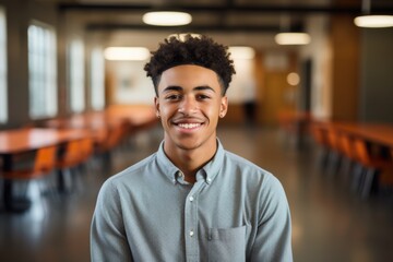 Fototapeta premium Smiling portrait of a young male student