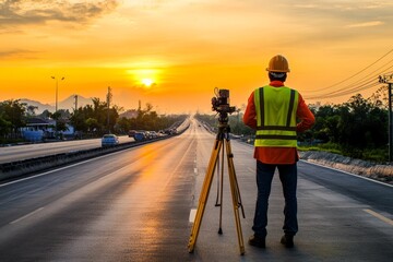 Civil engineer conducting safety inspections and quality checks on expressway construction project