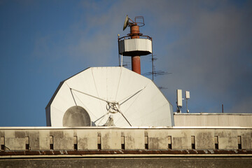 Radio antenna satellite land earth station