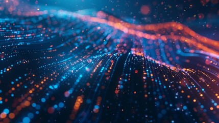 Fototapeta premium A visualization of a complex network of data and signals being processed and transferred at lightningfast speeds thanks to 6G quantum computing.