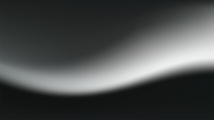 Gray gradient mesh abstract banner background vector illustration. Glowing gray light wave on black backdrop.