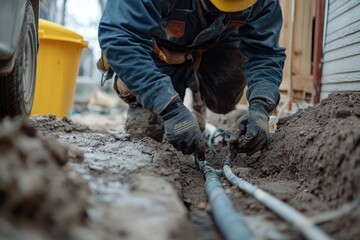 Electrician installing underground electrical lines for a garden shed  a step by step process
