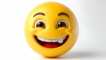 3D Rendering of a Yellow Emoji With a Wide Open Mouth and Big Smile
