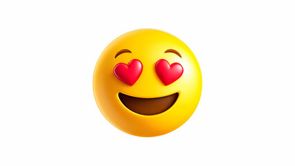 Fototapeta premium 3D Yellow Emoji with Red Heart Eyes on White Background
