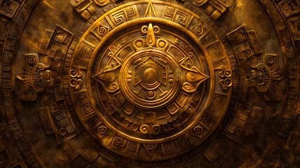 Naklejka premium Esplendor Ancestral: Mural Maya de Oro y Jade
