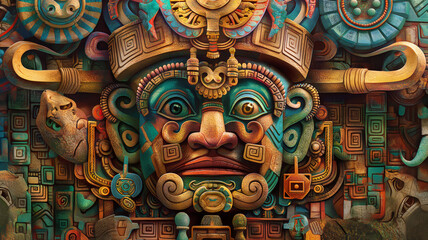 Esplendor Ancestral: Mural Maya de Oro y Jade