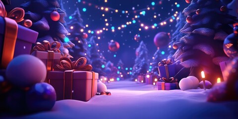 Festive Christmas background featuring gifts and rustic decorations, perfect for holiday promotions and New Year celebrations
