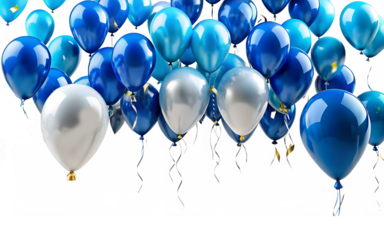 Blue balloons isolated on white background.AI GENERATED