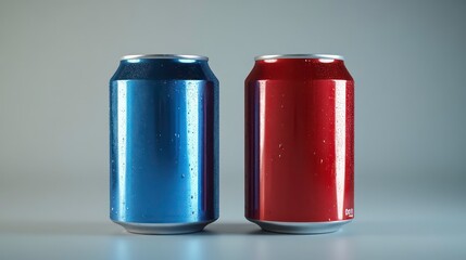 Compares two soda brands, symbolized by red and blue cans, highlights their differences in flavor, branding, target markets, exploring how these factors shape consumer preferences.