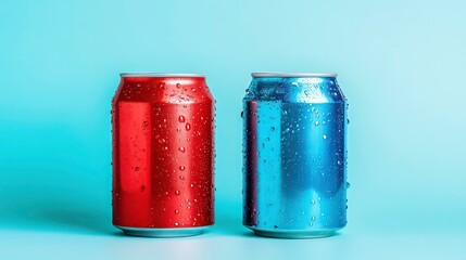 Compares two soda brands, symbolized by red and blue cans, highlights their differences in flavor, branding, target markets, exploring how these factors shape consumer preferences.
