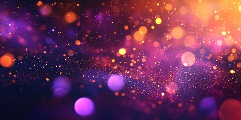 Fototapeta premium Dark golden bokeh glitter texture creating a shimmering backdrop, perfect for festive decorations and artistic design