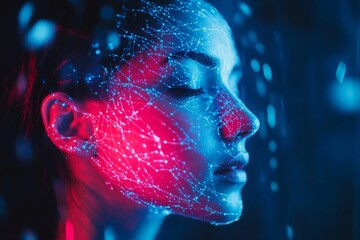 Conceptual imagery of quantum computing empowering ai to grasp human emotions in neon aesthetics