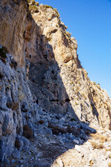 Climbing rocks and climbers in the climbing wall of Pezonda in Kalymnos, Greece