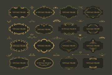 Vintage frames and elements. Gold framing.