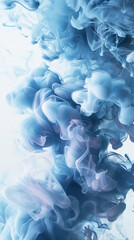 Blue and White Ink Clouds Swirling in Water &ndash; Abstract Background - made with Generative AI