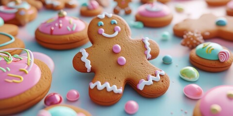 Creating festive gingerbread cookies adorned with colorful royal icing, perfect for holiday celebrations