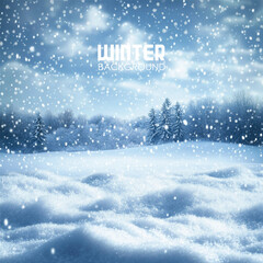 Winter landscape background with Christmas tree