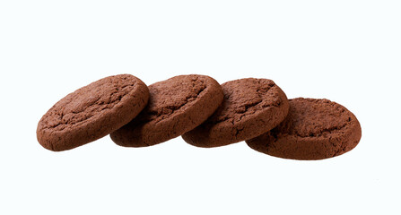 Chocolate cookies. Round chocolate cookies isolated on white background.