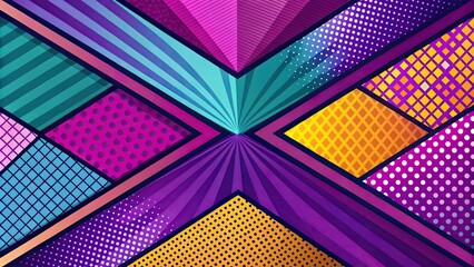 Vibrant pop art purple background with geometric pattern and modern composition Low Angle
