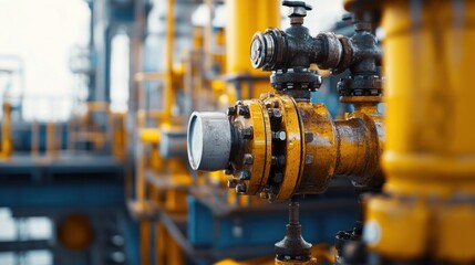 Fototapeta premium Industrial Pipeline Valve Close Up