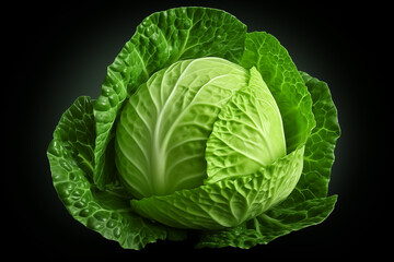Fototapeta premium cabbage head isolated on black background.