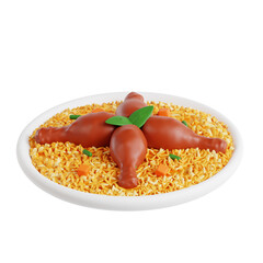 Traditional Emirati Machboos Dish with Chicken and Saffron Rice