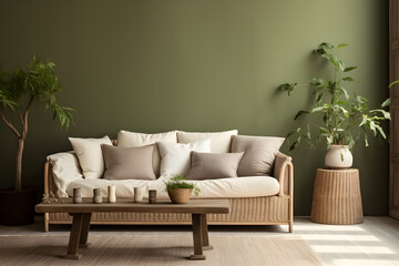 Cozy Mediterranean interior design of a living room