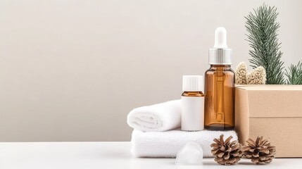 A detailed arrangement of cold newborn care products including a vapor spray and soft tissues set against a bright white background, creating a serene atmosphere