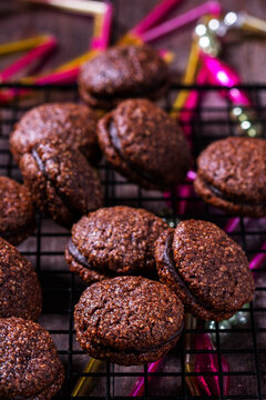 Baci de Alassio, Italian cookie made from nut dough and filled with chocolate ganache.