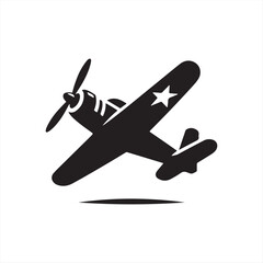 propeller plane silhouette vector icon