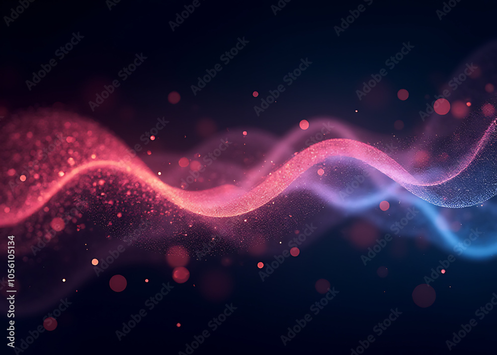 Fototapete Glowing particles on dark backgrounds create futuristic visuals in abstract digital wave patterns and illustrations.