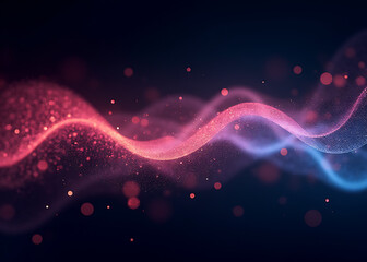 Fototapeta premium Glowing particles on dark backgrounds create futuristic visuals in abstract digital wave patterns and illustrations.