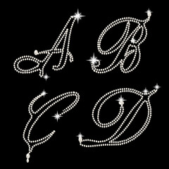 Capital Letters of English alphabet romantic with pearls