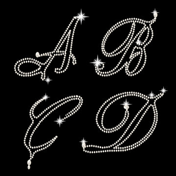 Capital Letters of English alphabet romantic with pearls