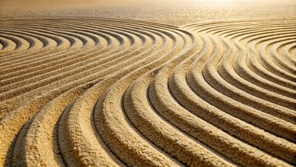 Naklejka premium Zen garden with meticulously raked sand pattern