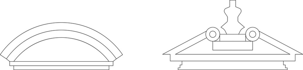 Ancient pediments. Architecture temple facade with ancient pillars. Antique architectural. Vintage architecture. Simple isolated line vector illustration collection.